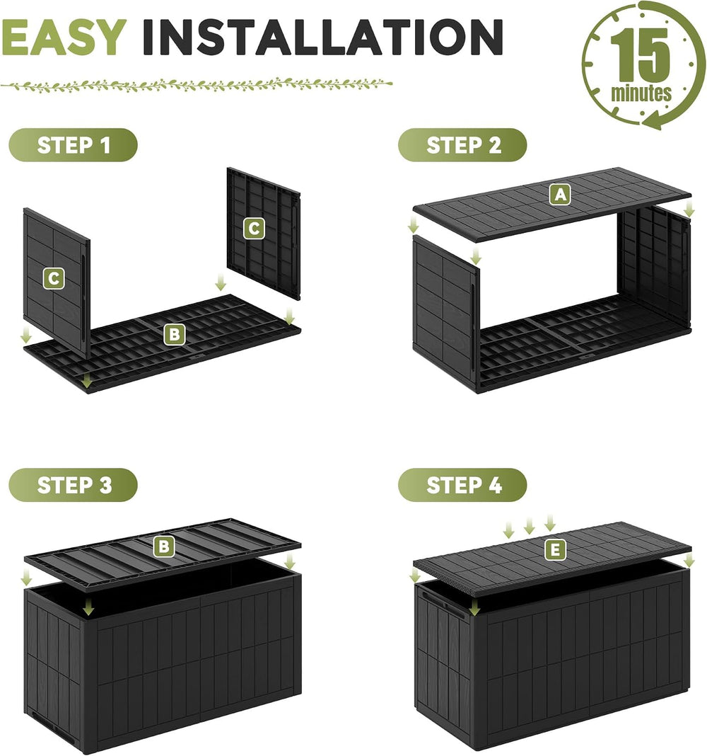 UDPATIO 100 Gallon Deck Box, Waterproof Resin Outdoor Storage Box for Patio