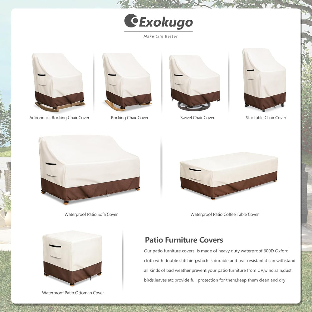 Outdoor Swivel Chair Covers Waterproof, 2 Pack 600D Heavy Duty Patio Furnitur...