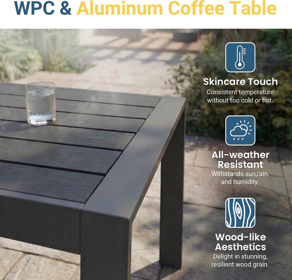 Patio Furniture Set, Aluminum Outside Furniture, Sofa with 10" Back Cushion