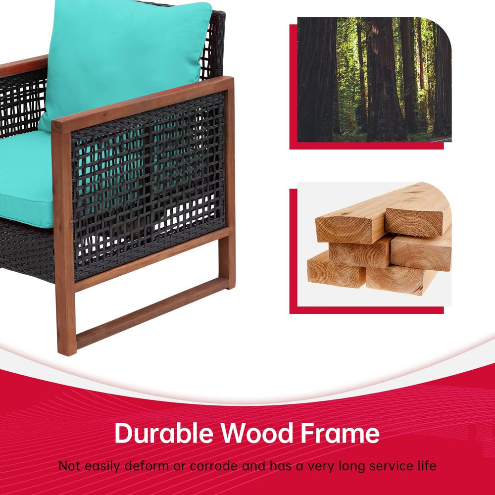 FDW 3-Piece Patio Bistro Set Acacia Wood Outdoor Chat Conversation Table Chai...
