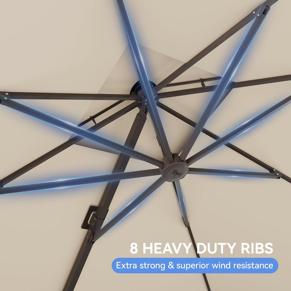 10x10FT Cantilever Outdoor Patio Umbrellas，Double Top Large Square Umbrella H...