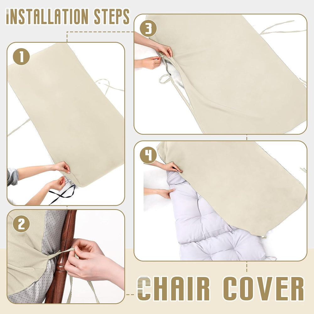 2 Pcs 2 Pcs High Back Chair Cushion Covers, Beige, 44'' X 21''