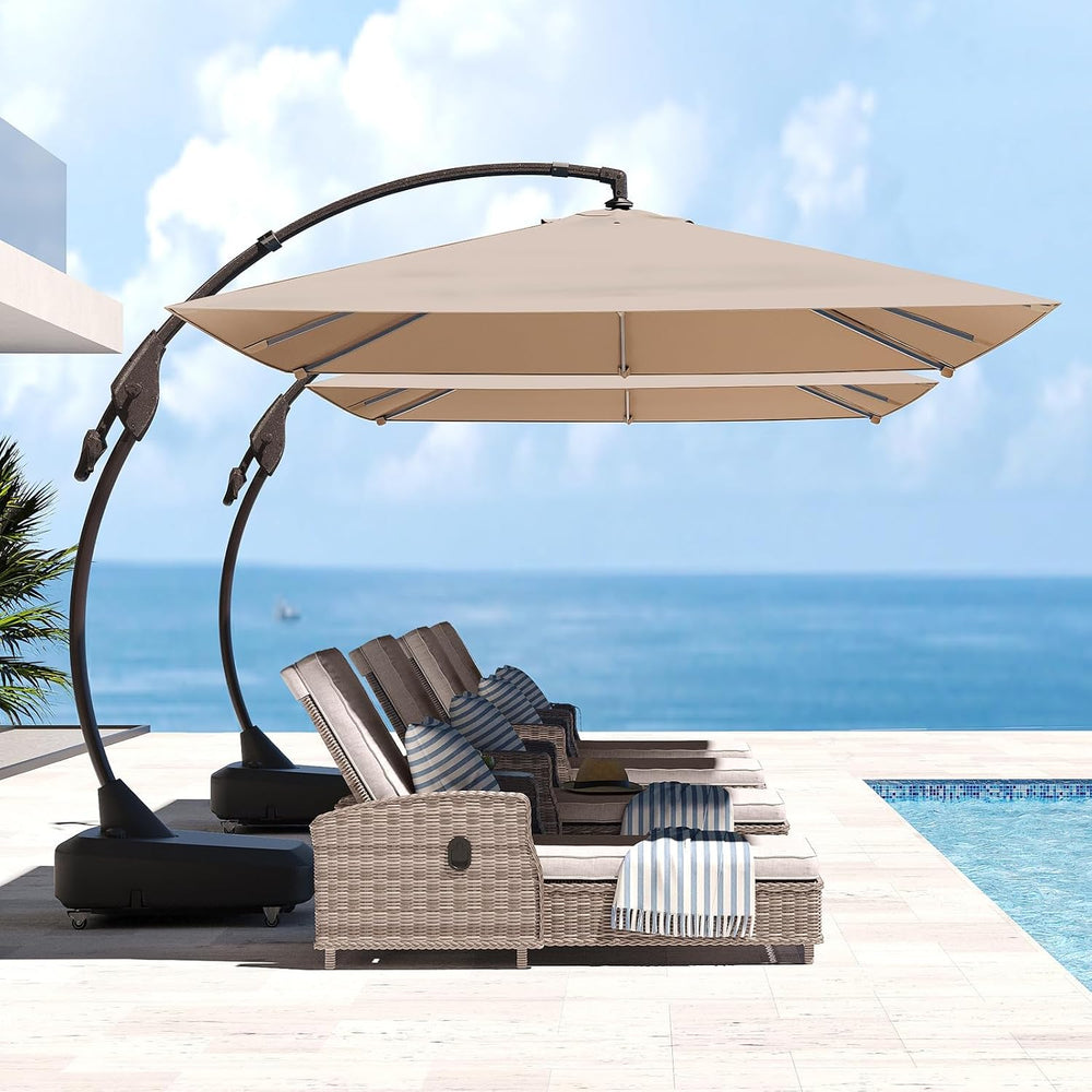 Grand patio 10x13 FT Large Cantilever Umbrella with Base & Cover, Champagne