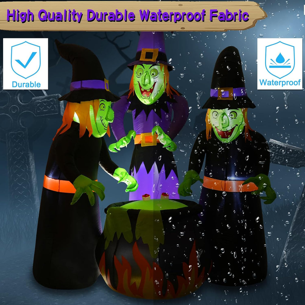 Double Couple 6FT Halloween Inflatables Outdoor Decorations,Three Witch Aroun...