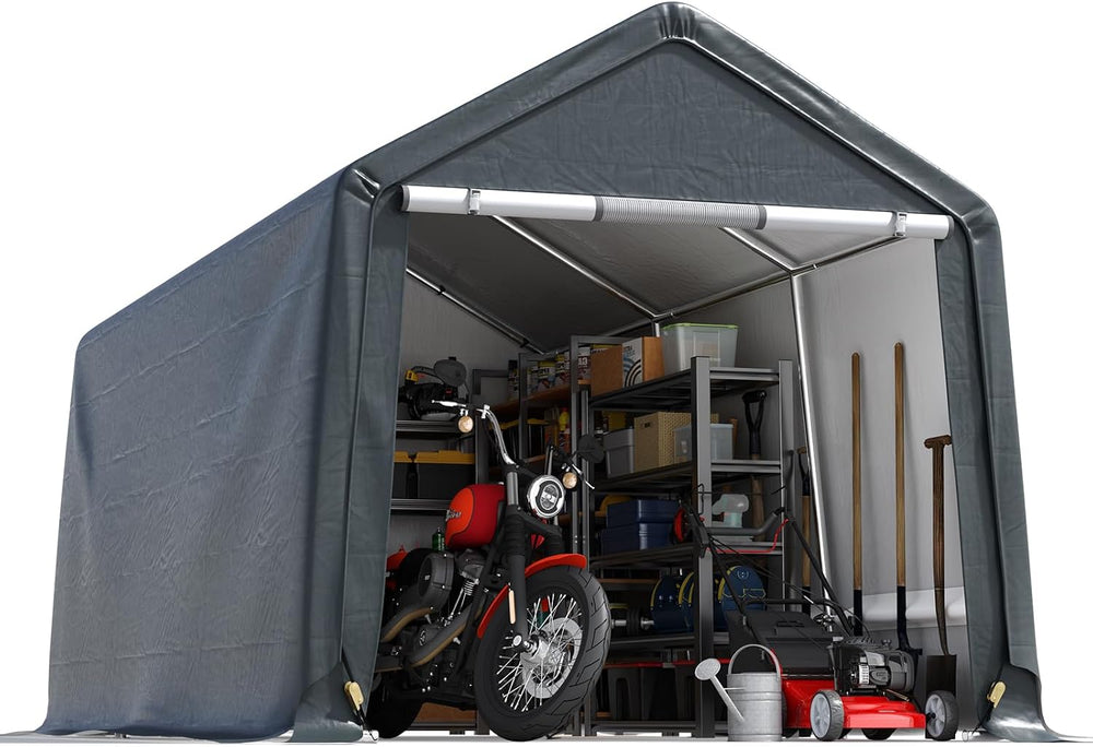 Quictent Heavy Duty 8x14FT Carport Storage Shelter with Roll-Up Door&Vents