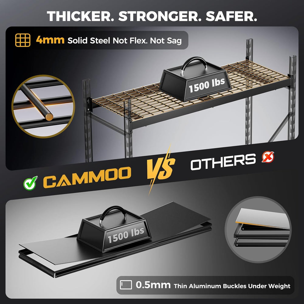 CAMMOO 6000LBS Heavy Duty Storage Shelves, 72''W x 24''D x 72...
