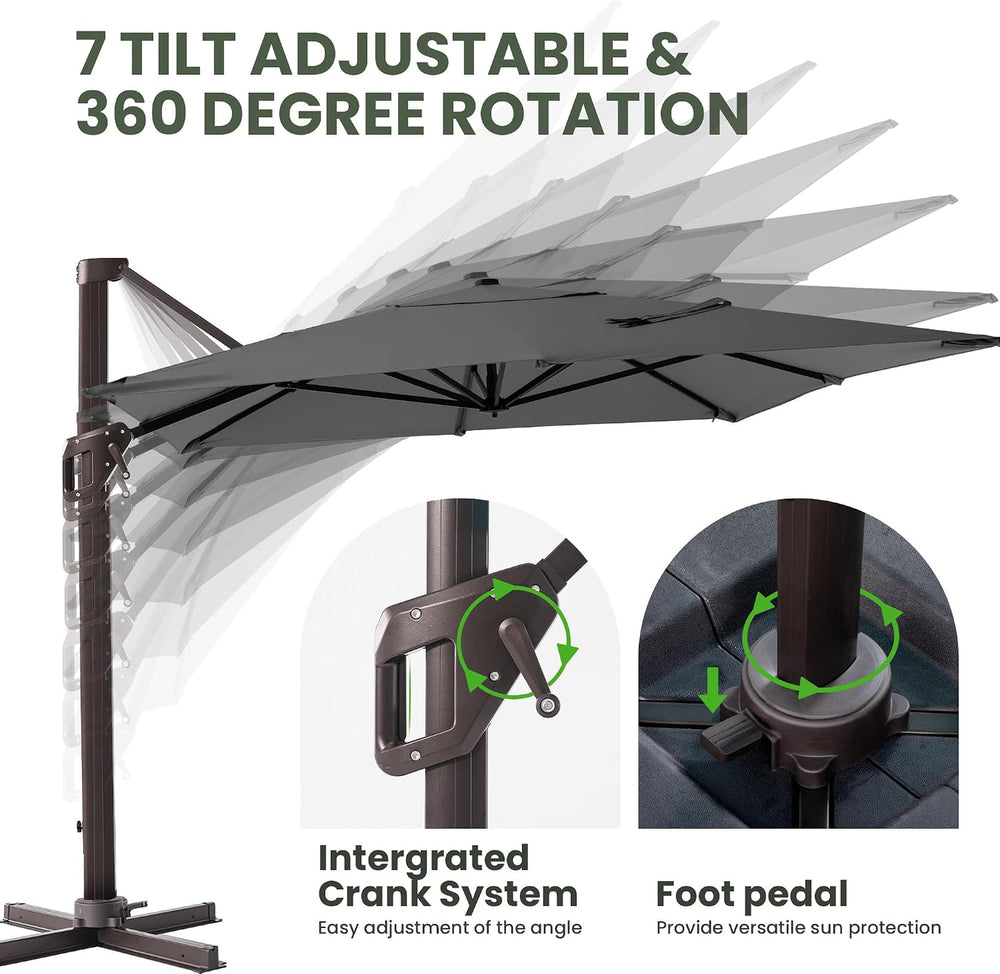 9' X 12' Cantilever Patio Umbrella Rectangular Outdoor Umbrellas