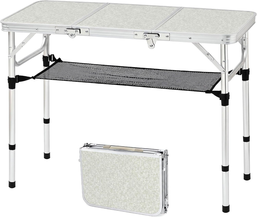 Folding Camping Table,35"L x16"W Aluminum Camp Table with Adjustabl...