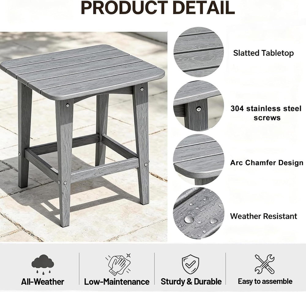 3 Piece Patio Bistro Set, Outdoor Table Chairs with Cushion, Grey