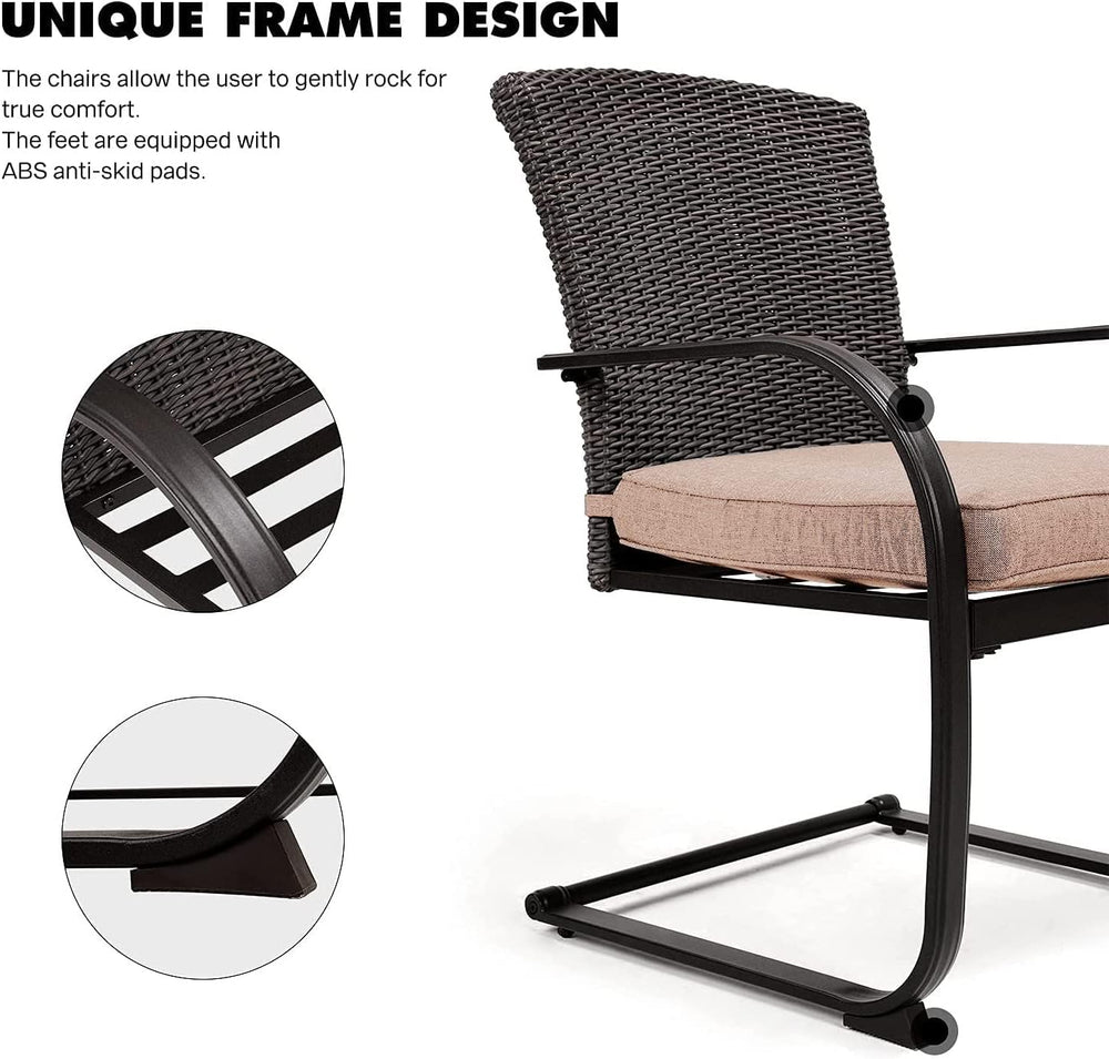 Grand patio 3 Pieces Bistro Set, Outdoor Wicker Table Set, Rocking Wicker Cha...