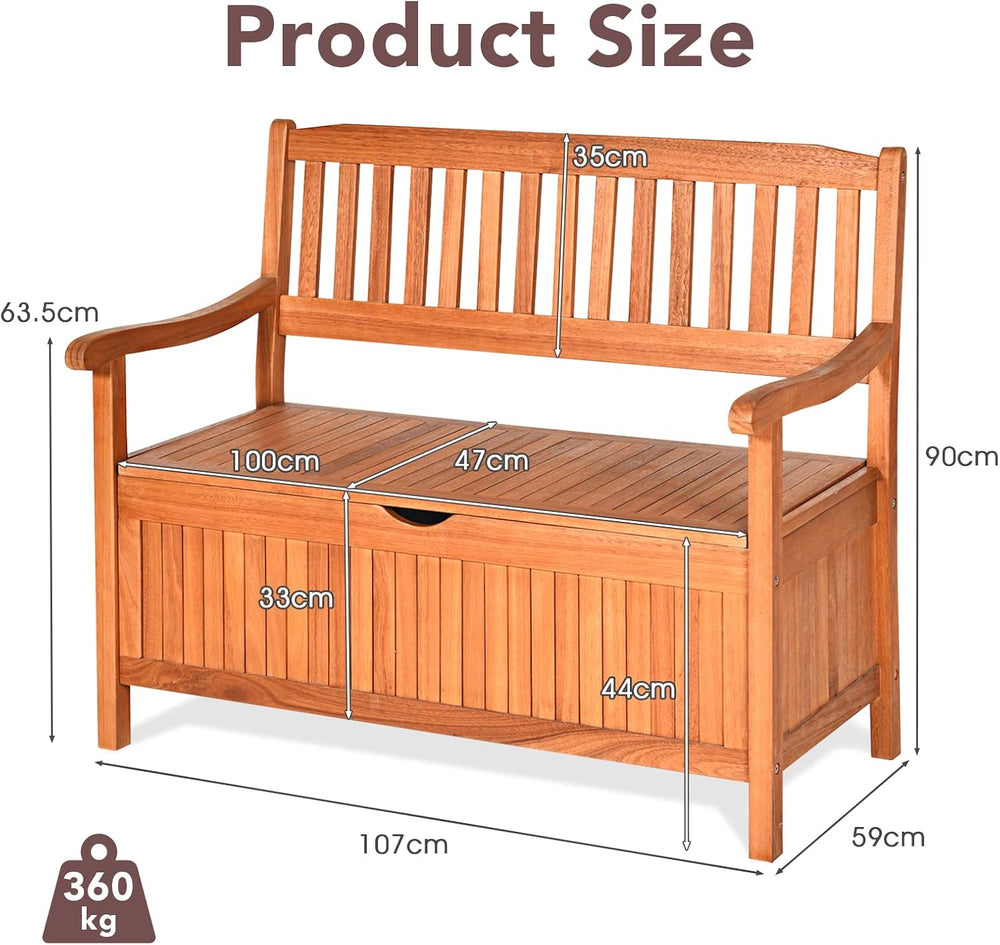 S AFSTAR Outdoor Patio Bench with Storage Box, 33 Gallon Storage Bench Deck B...