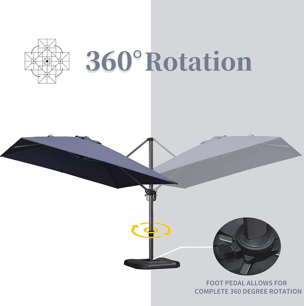 PURPLE LEAF Patio Cantilever Umbrella 10' x 13' Large Space for Pool ...
