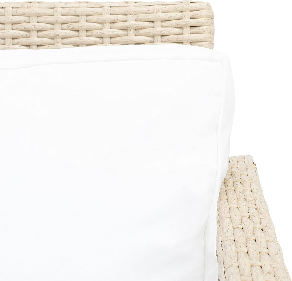Safavieh Outdoor Collection Garnen Beige Wicker Cushion 4-Piece Living Set PA...