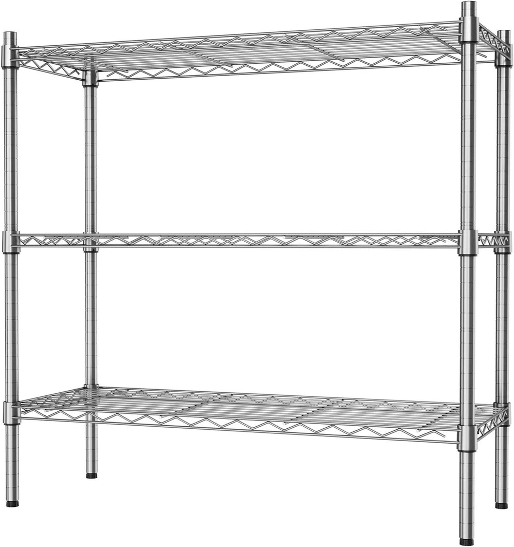 Auslar 3-Tier Heavy Duty Wire Shelving, Adjustable Storage Rack, Chrome