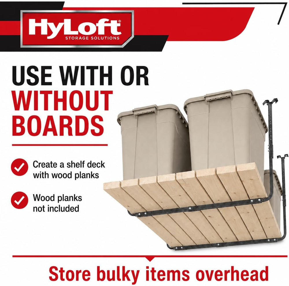 HyLoft Adjustable Garage Ceiling Mount Storage Rack Kit, Ceiling Shelving Mou...