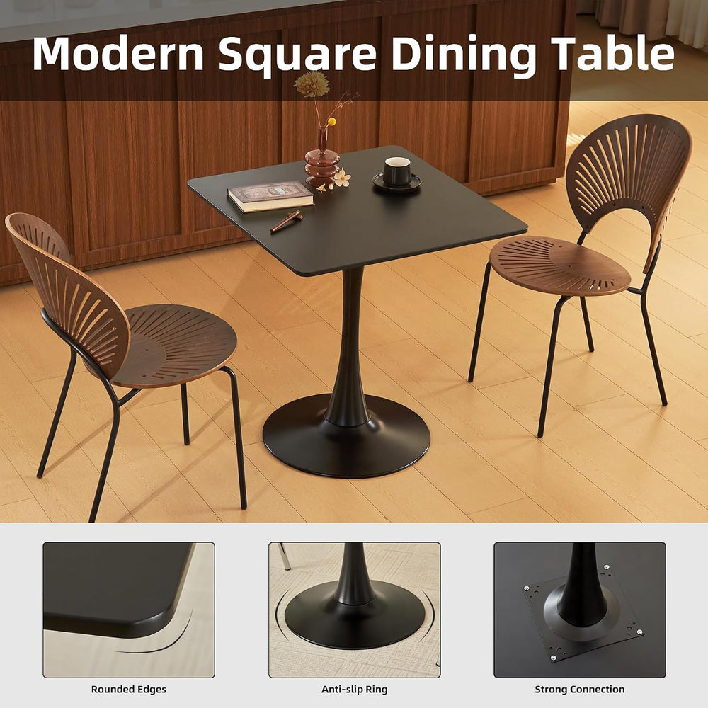 Square Dining Table, 27" Tulip Table (Black)