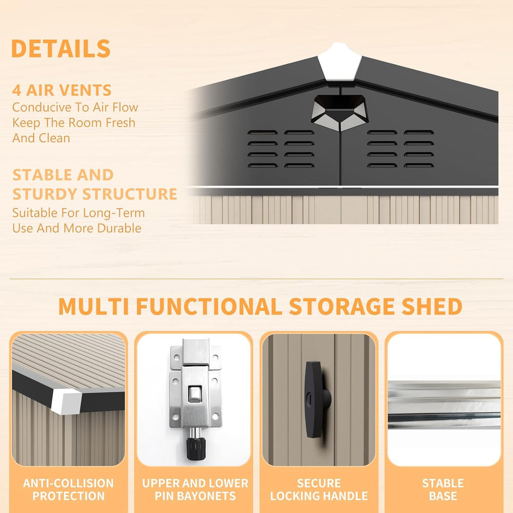 Metal Storage Shed 10x12 FT Outdoor Storage Building