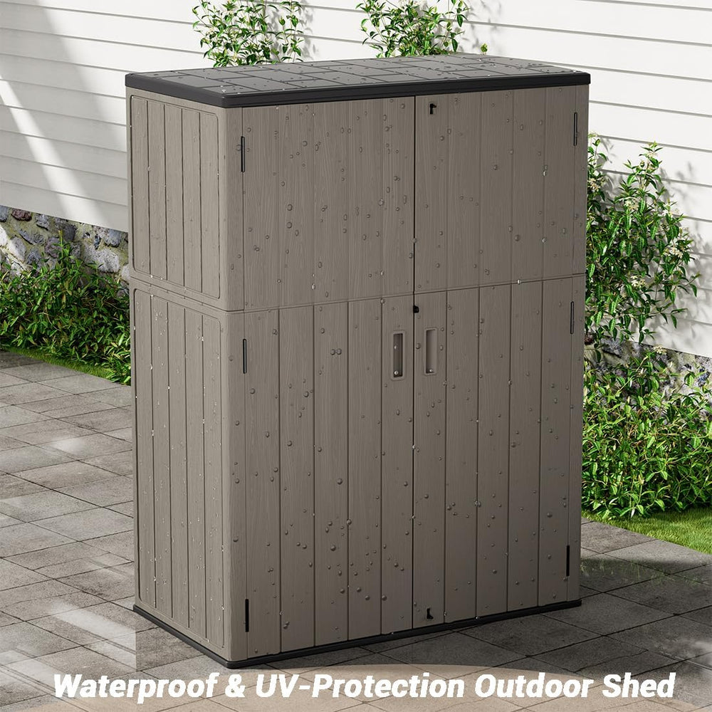 KINYING Outdoor Storage Cabinet Waterproof, 57 Cu.ft Resin Vertical Outdoor S...
