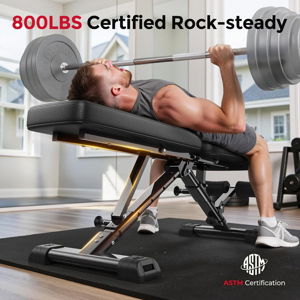 FLYBIRD WB5 Weight Bench, ASTM-Certified 800LBS Adjustable Weight Bench Worko...