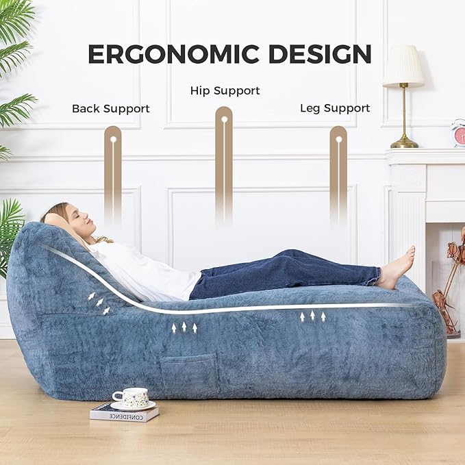 Giant Bean Bag Lounger Chair for Adults with Soft & Cozy Plush Fabric,Mem...