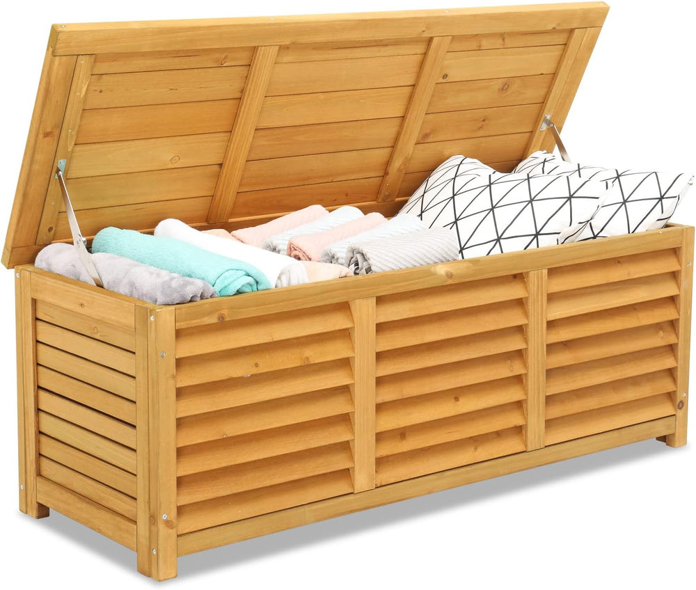 VINGLI 47 Gallon Wood Deck Box (Natural)