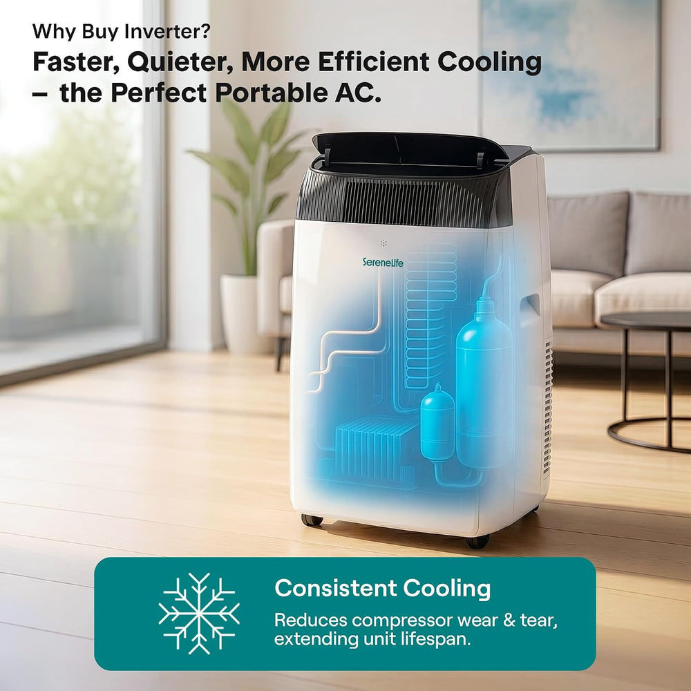 SereneLife Portable Air Conditioner With Heat & Built-in Dehumidifier 12,...