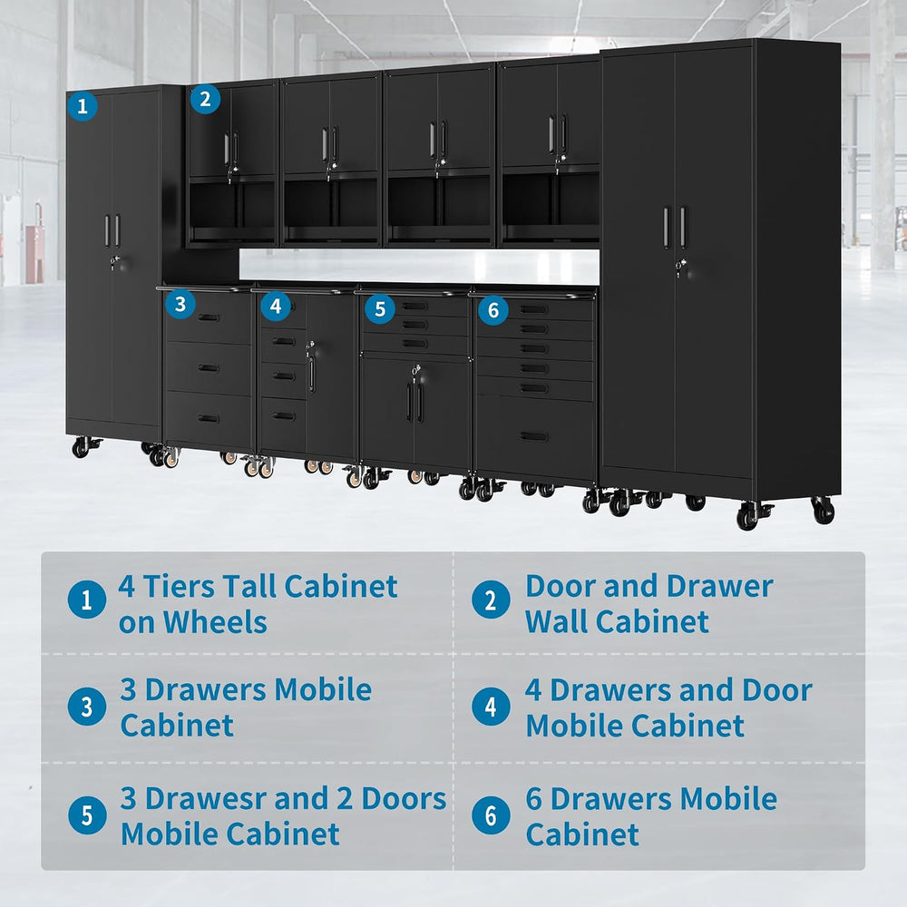 10-Piece Garage Storage Cabinets System Heavy Duty Workshop Set