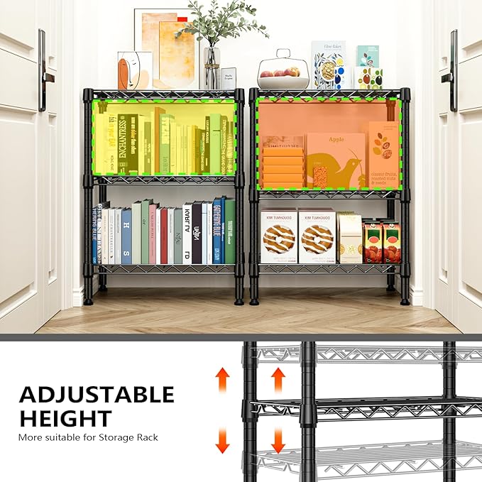 750 lbs 3 Tier Shelf Metal Storage Shelves Wire Rack Closet Organizers with P...