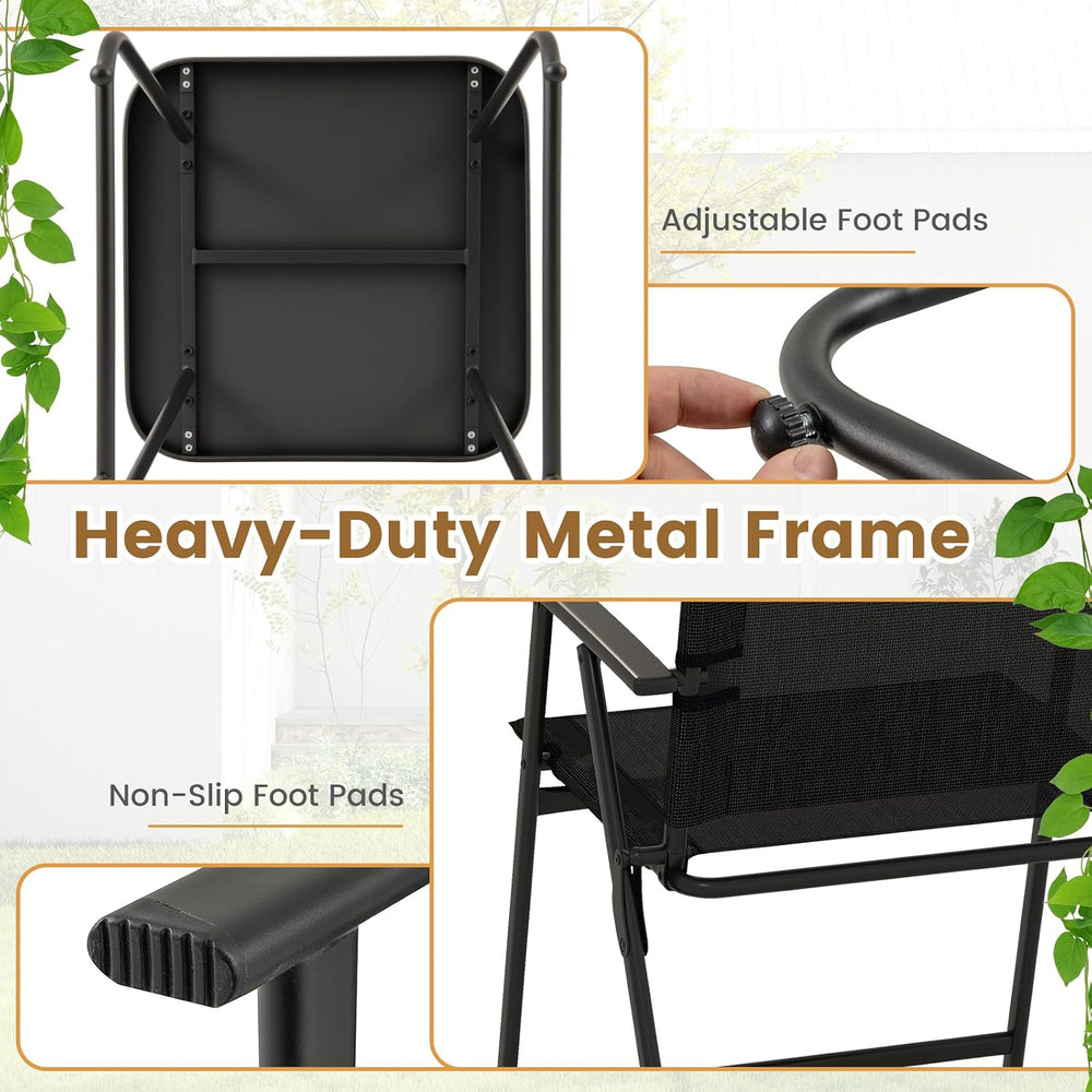 Tangkula 3 Pieces Folding Patio Bistro Set, Patio Furniture Set with 2 Foldin...