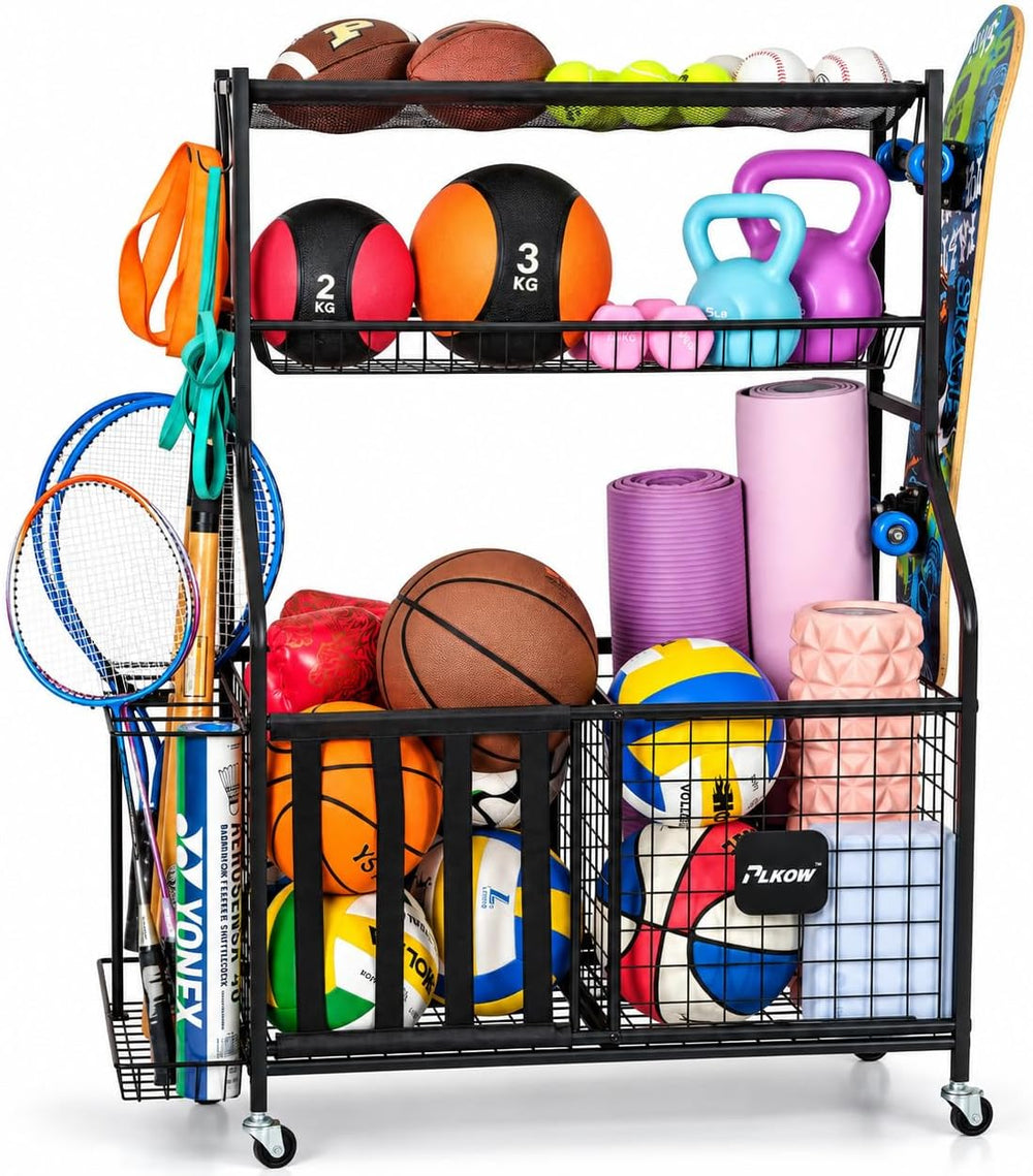 PLKOW Sports Equipment Storage for Garage, Ball Storage Organizer