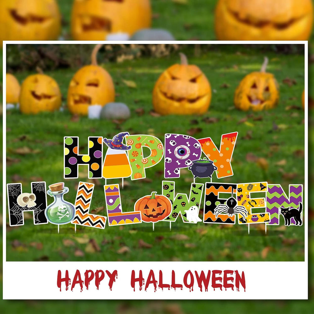 Yerliker 5 Pcs Happy Halloween Yard Sign Large Outdoor Lawn Decoration