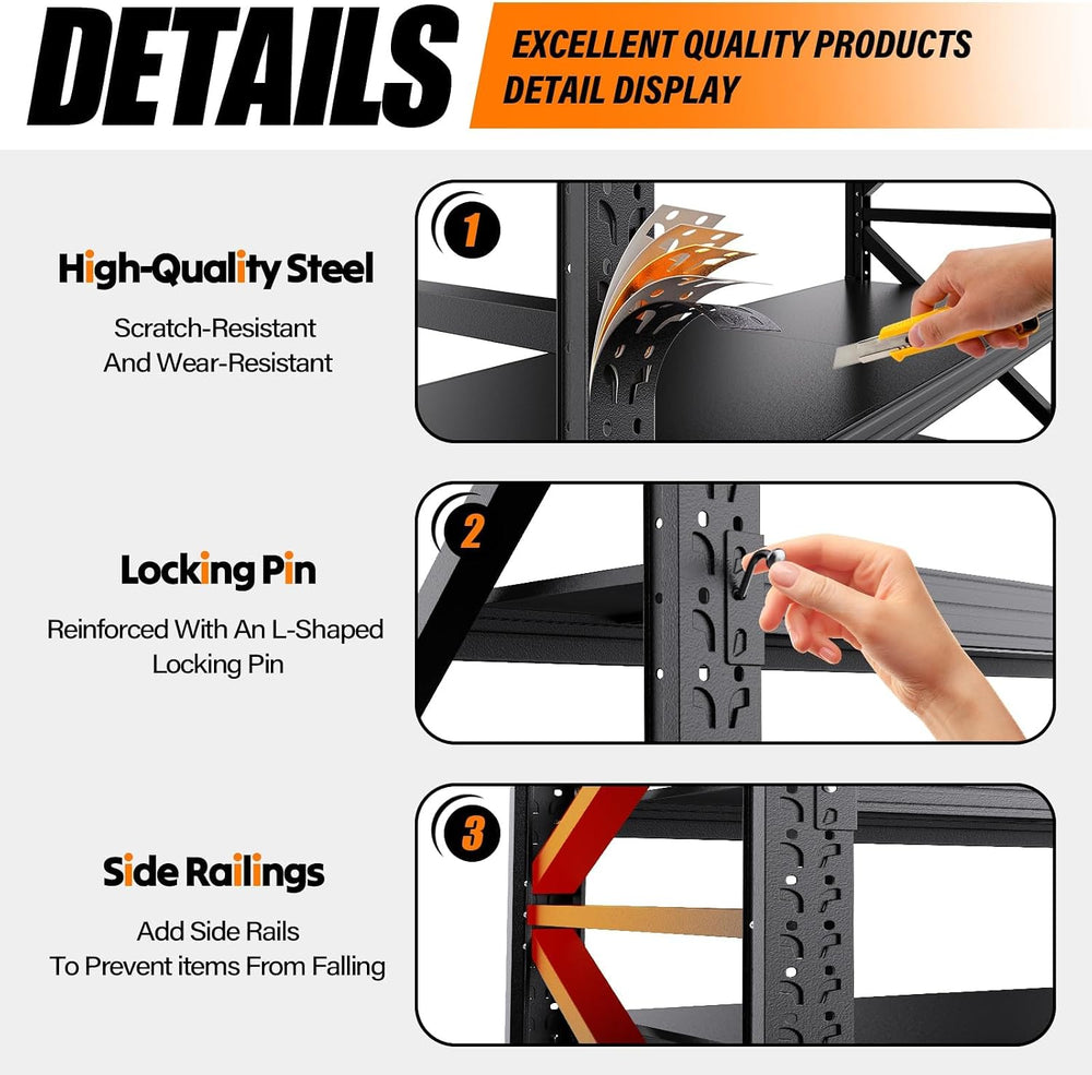 79" W Garage Shelving Heavy Duty Garage Shelves, 4-Tier Garage Storage S...