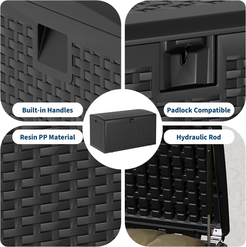 Garvee 120 Gallon Waterproof Large Resin Deck Box Indoor Outdoor, Lockable St...
