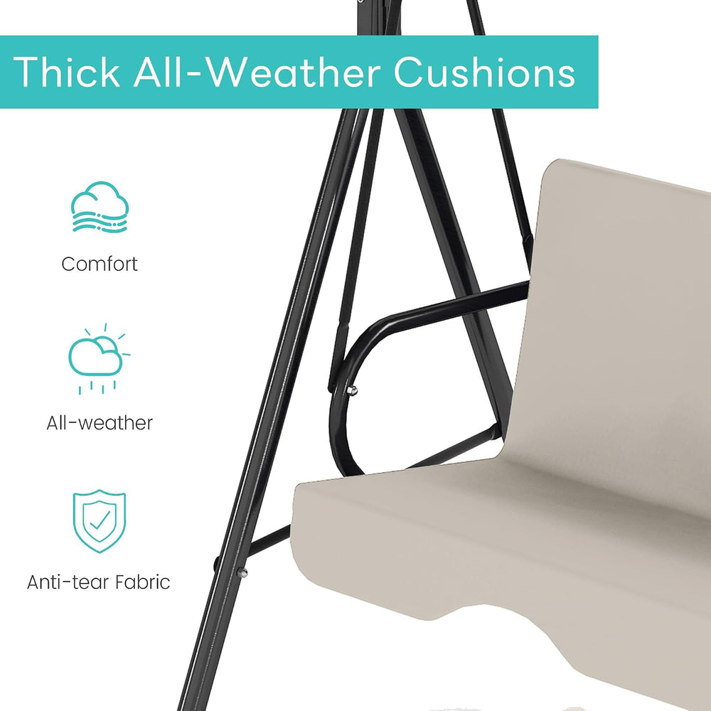 Murago Outdoor Patio Swing Chair with Adjustable Canopy, Beige