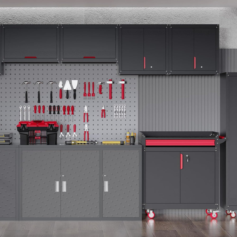 26" Metal Garage Wall Cabinet with Lockable Doors