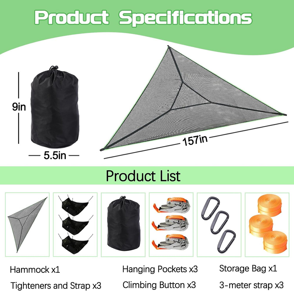 Triangle Hammock 13ft Camping Hammock for Outside Portable Outdoor Travel Mul...