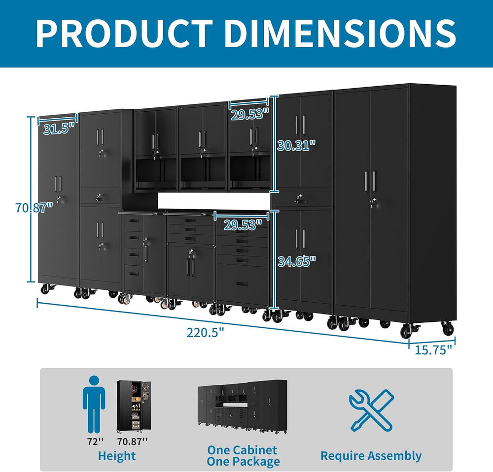 10-Piece Garage Storage Cabinets System Heavy Duty Workshop Set