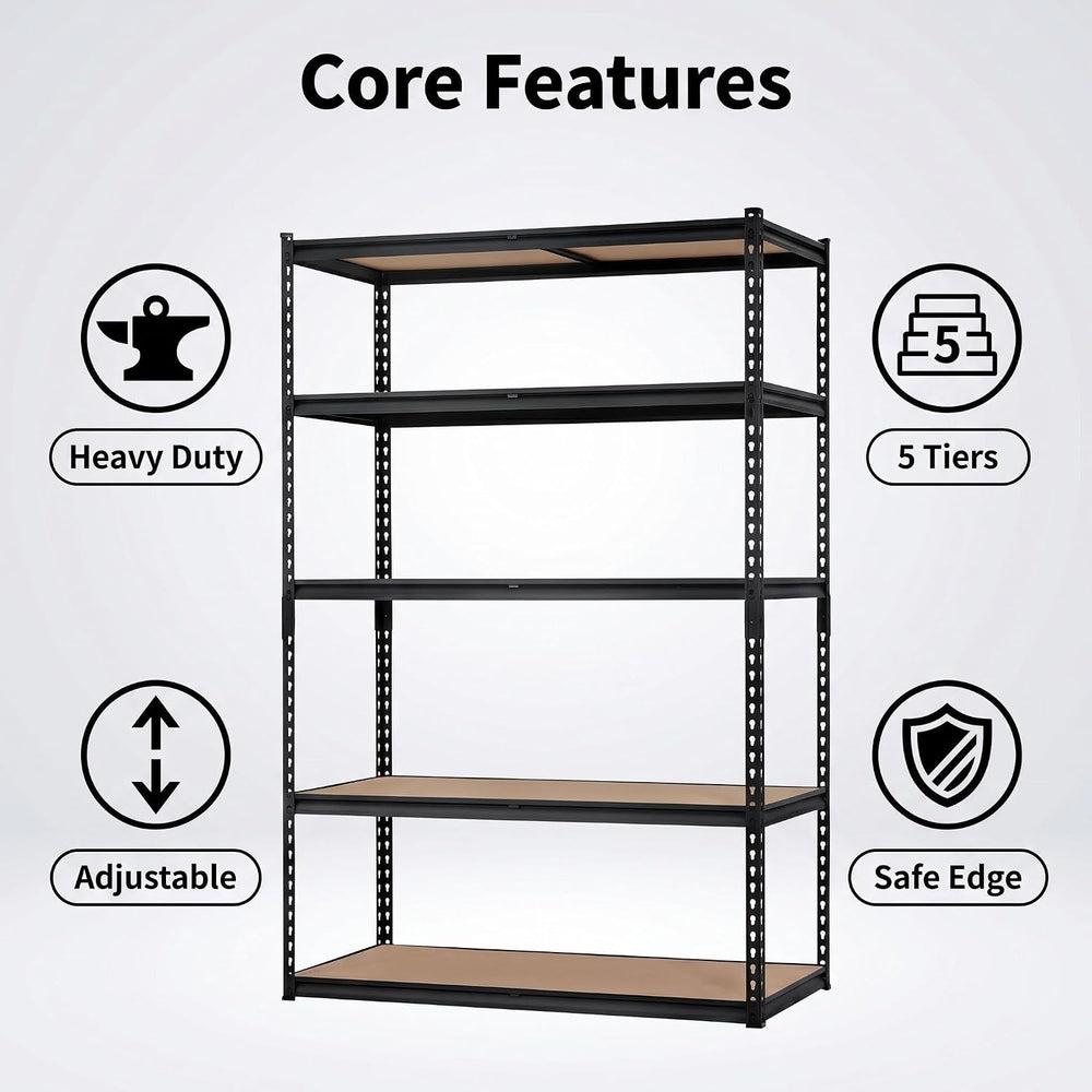 Heavy Duty Garage Storage Shelves 5-Tier Metal Adjustable Shelving Unit Stora...