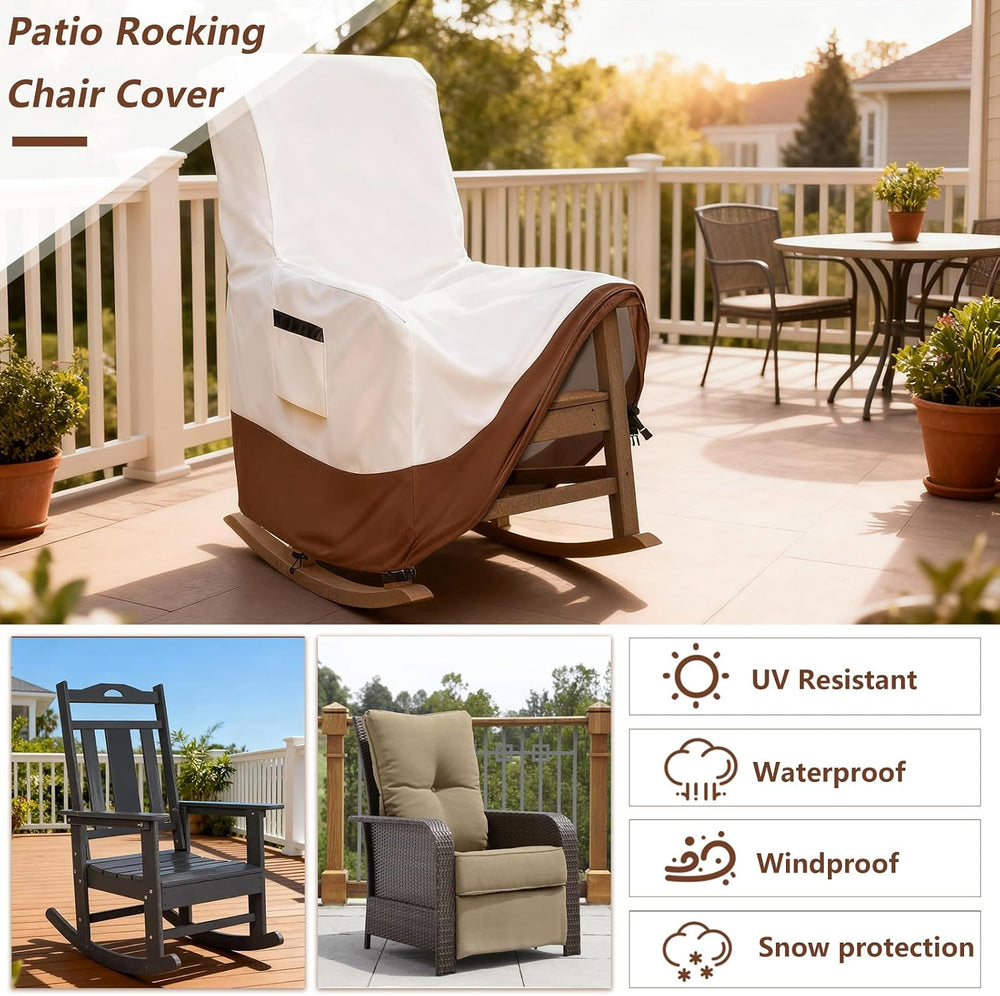 Outdoor Rocking Chair Covers, 600D Heavy Duty Waterproof Patio Recliner Chair...