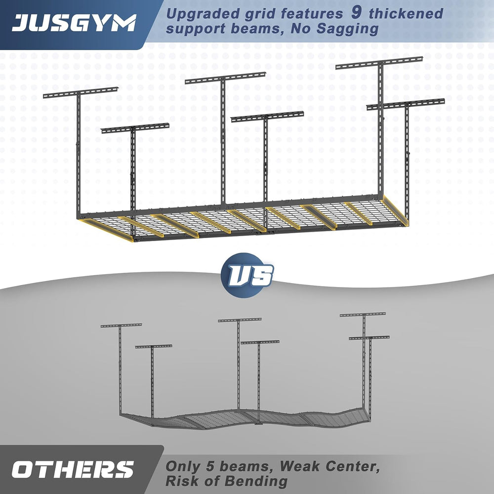 3X6FT Overhead Garage Storage Rack 450LBS Capacity, 26"-40" Height ...