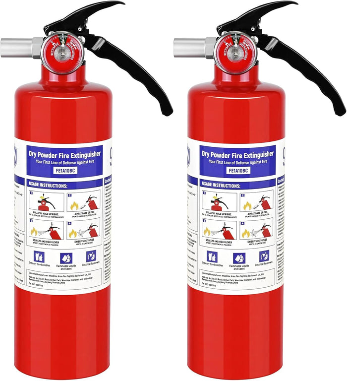 2 Pack ABC Fire Extinguishers, 2.5 lb 1A:10B:C Rated with Mount
