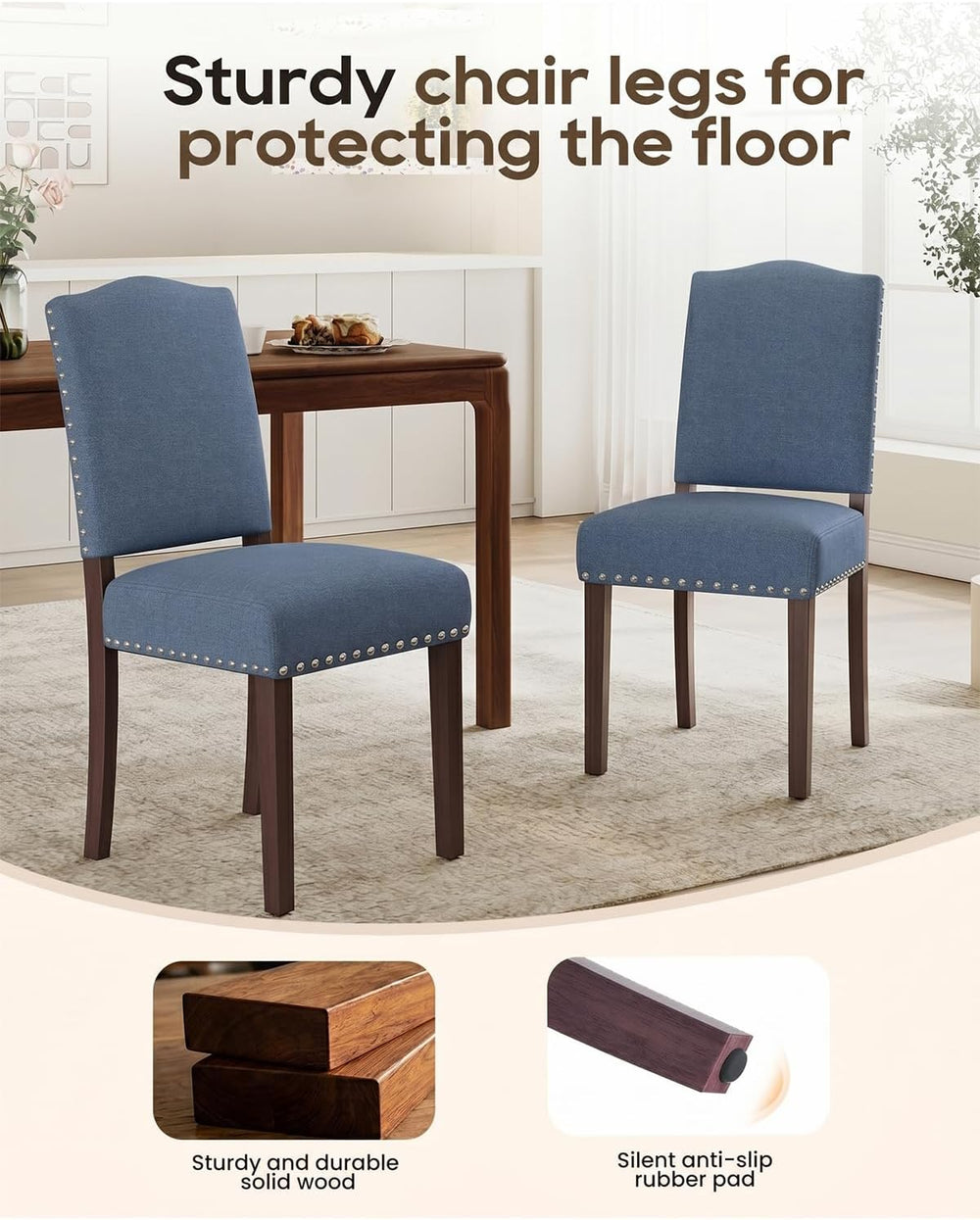 Upholstered Dining Chairs Set of 6 with Thickened Seat Cushion