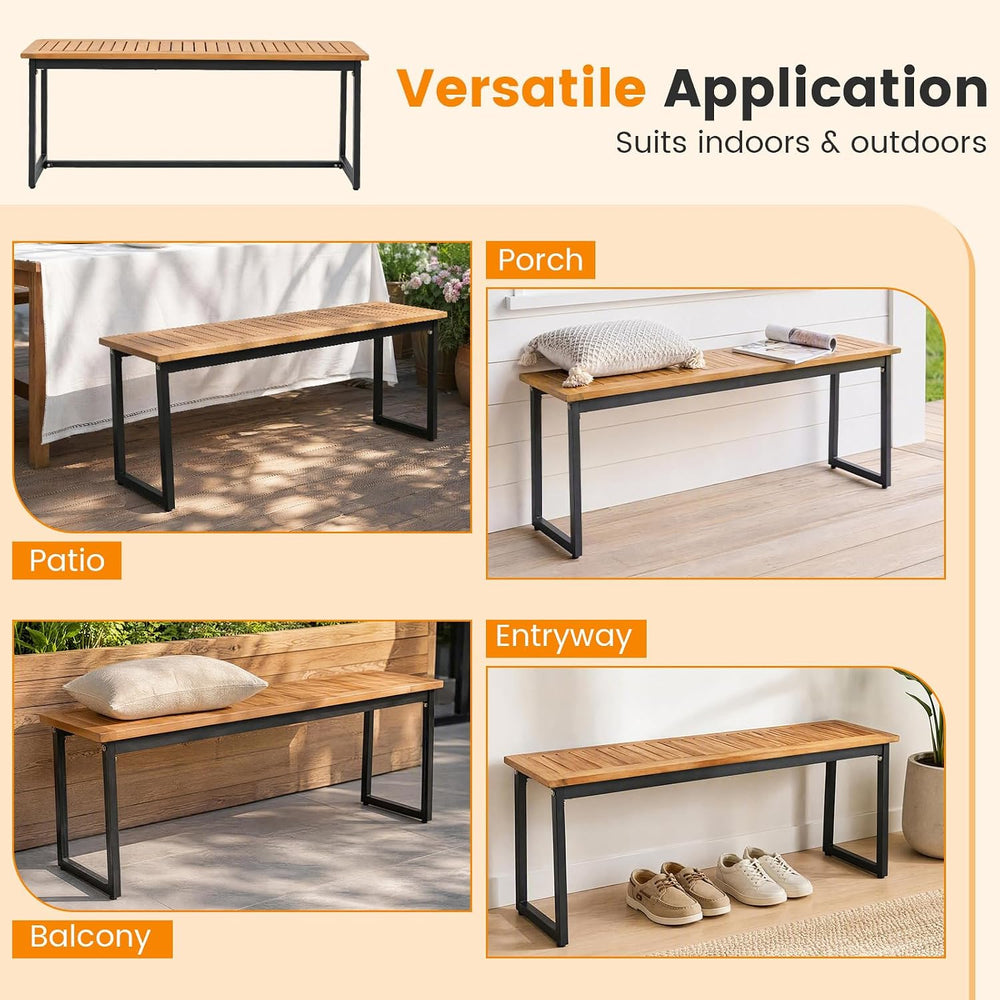 Tangkula 2-Seater Outdoor Dining Bench, 800 LBS Max Load (2 Pack,Natural)