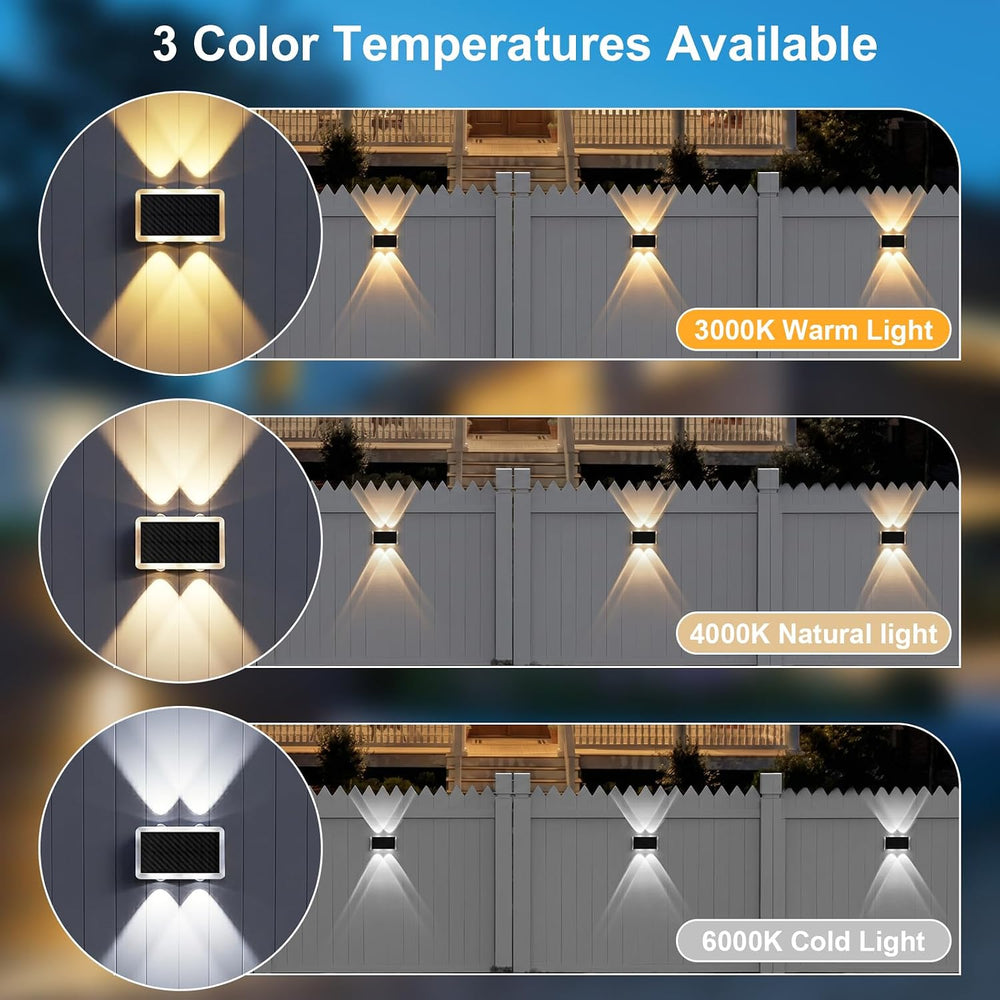 Solar Fence Lights Outdoor, Up Down Glow Solar Powered Wall Lights with 3 Mod...