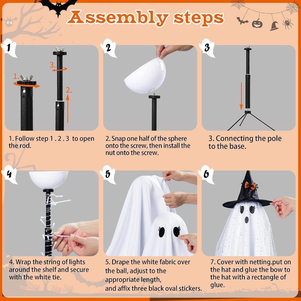 AYGXU 2pcs Halloween Decorations Indoor,Ghost Decor with String Lights Remote...