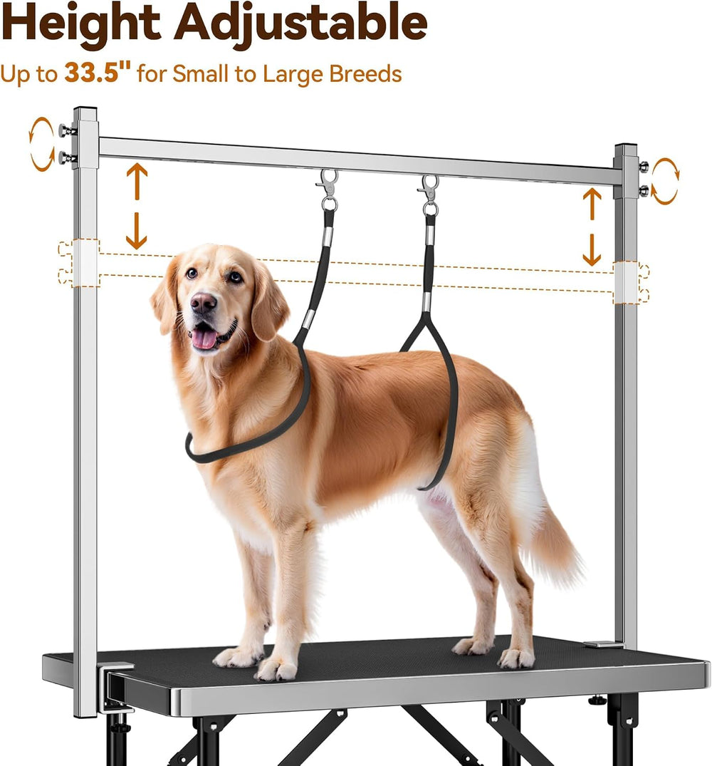 Dog Grooming Table with Arm, Hammock, Nooses, 35.5"L×23.6"W Tabletop