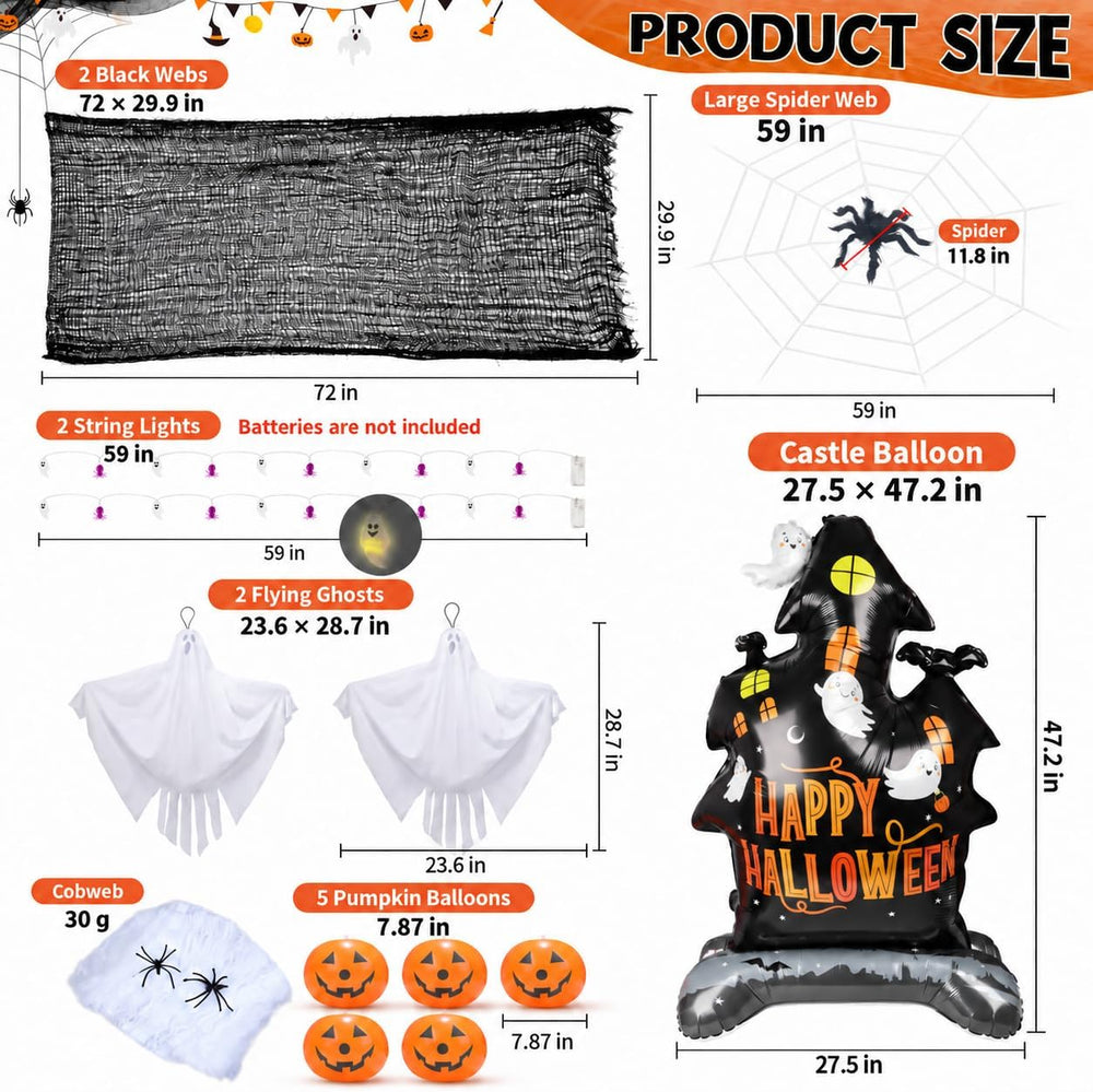 Halloween Golf Cart Decorations Kit, Ghosts, Spider Web, Pumpkins, Lights