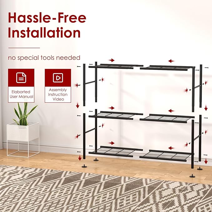 Storage Shelves - 3 Tier Shelf Organizer, Heavy Duty Garage Shelving Unit wit...