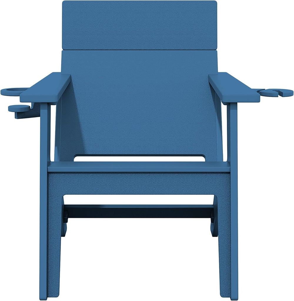 SERWALL Modern Adirondack Chairs Tall Lounge Chair Set of 2,Blue
