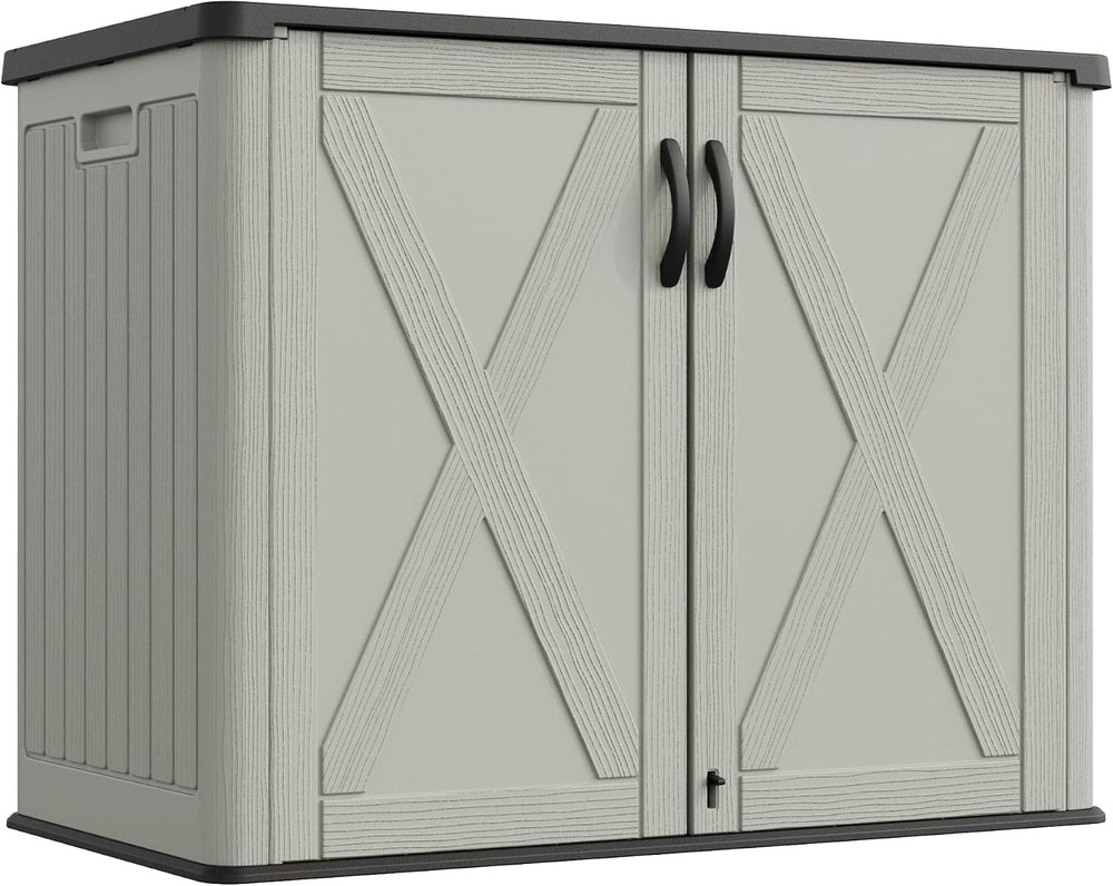 Greesum 26 Cuft Outdoor Storage Box with Lockable Doors, Beige